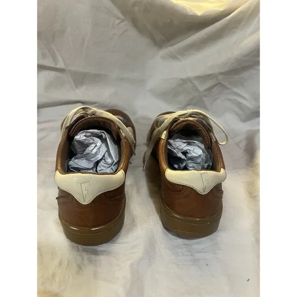 Y2K‎ Fluevog Men's Sneakers Soll Circa 2007 Leather Shoes Beige Blue Size 6/7